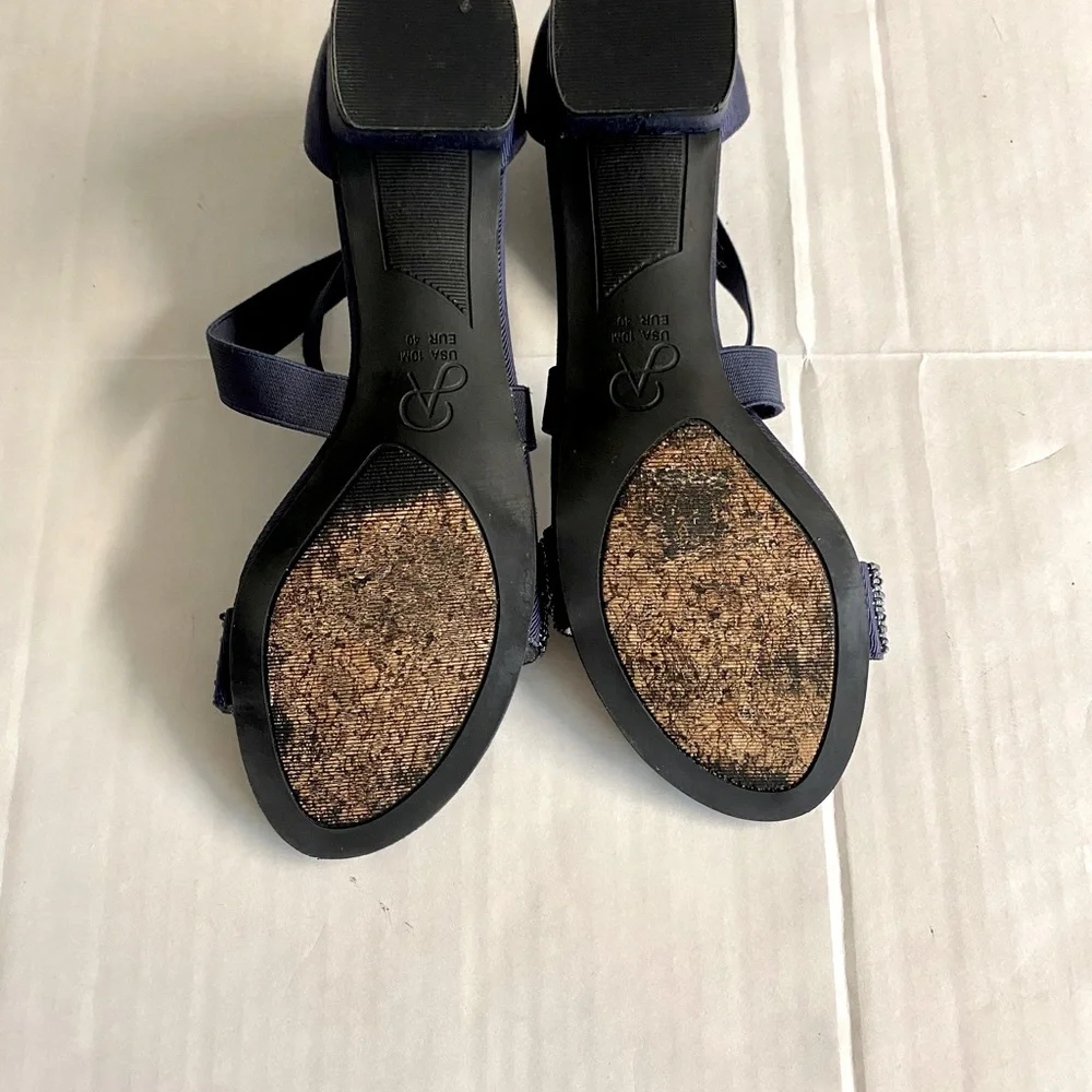 Adrianna Papell royal blue beaded shoes size 10.Beautiful beading. - Picture 11 of 13